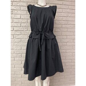 Couture Brooch Women Black Pleated Cinch Waist Dress Size 38 (M)